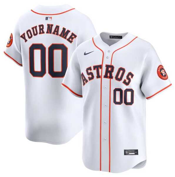 Mens Houston Astros Customized White 2024 Home Limited Stitched Baseball Jersey->->Custom Jersey
